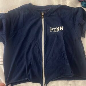 U penn crop top zip up
